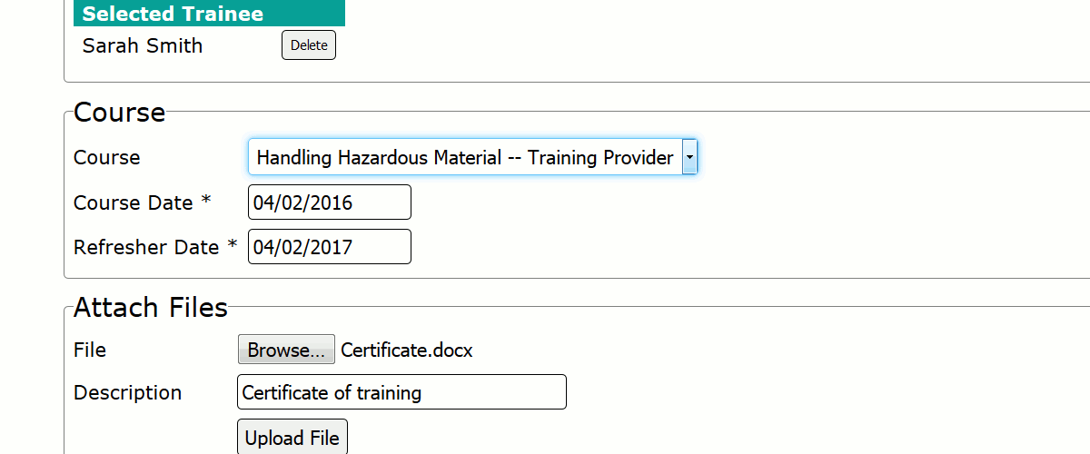 Add training record